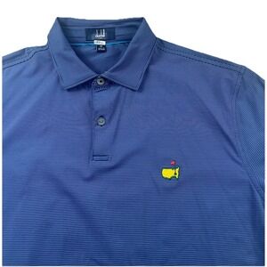 Dunhill Links Masters Augusta Logo Golf Club Blue Stripe Performance Polo Medium